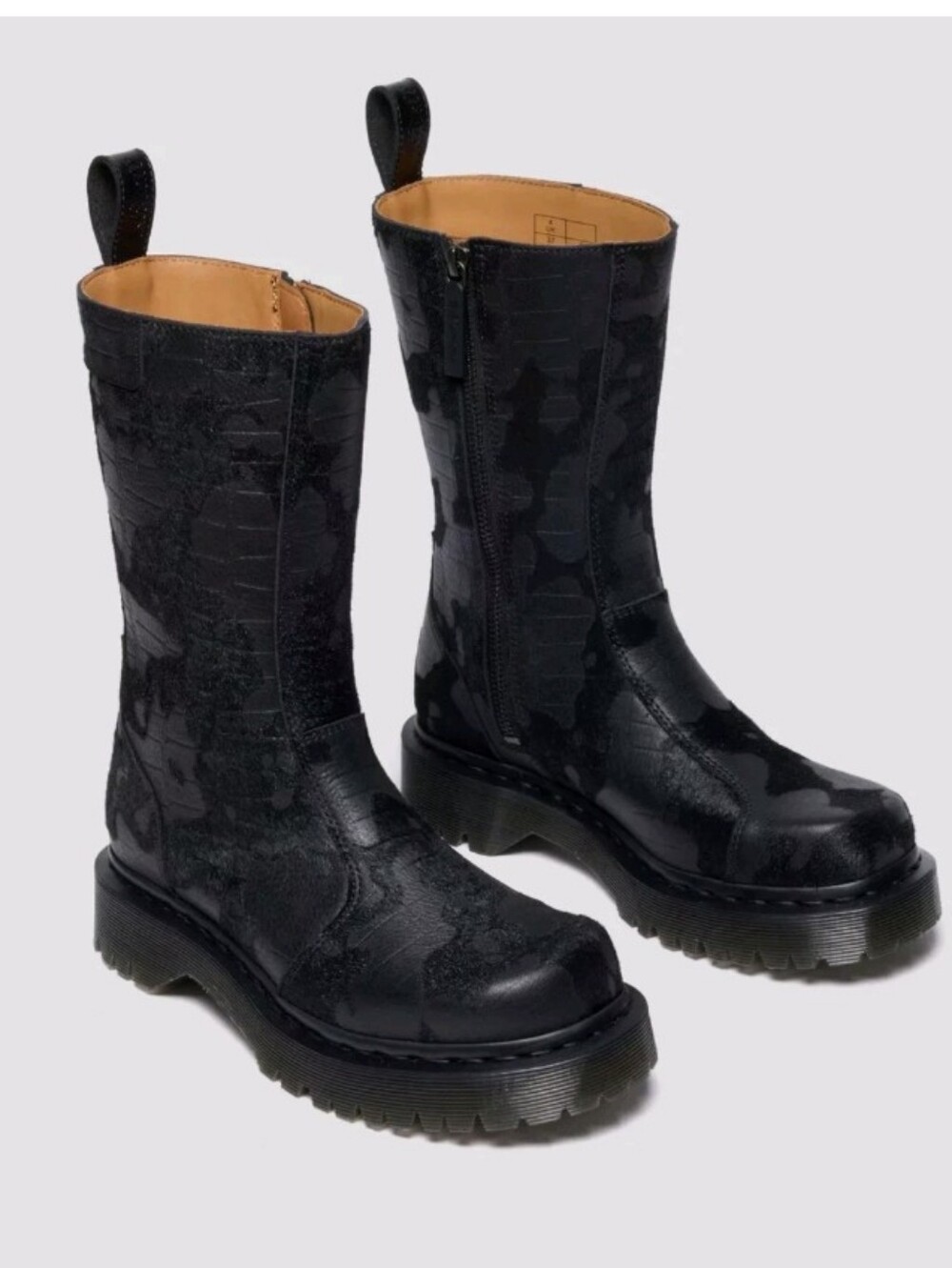 DR. MARTENS REJENA BLACK CROC EMBOSSED HAIR ON BOOTS 8 NEW IN Box